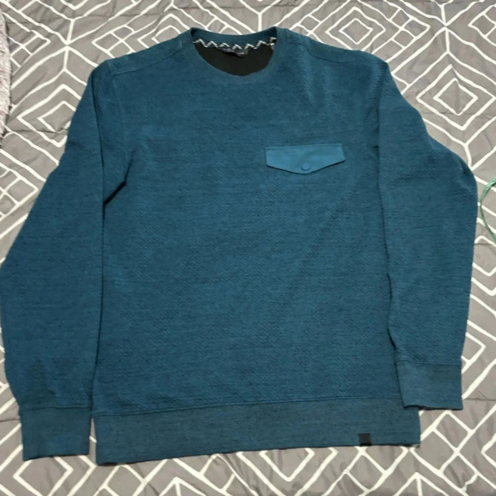 Mens Alpine Design Sweater Long Sleeve Solid Sweater Stratus Sky Crew Neck SZ S